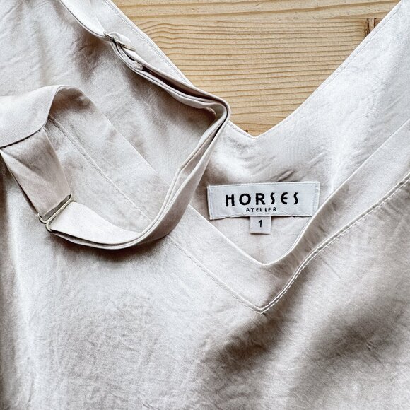 HORSES Atelier Slip Dress in Ivory/Champagne - Picture 2 of 16